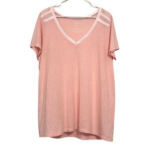 Torrid Girlfriend Signature Jersey V-Neck Tee Shirt Womens 0 Large Pink Lounge